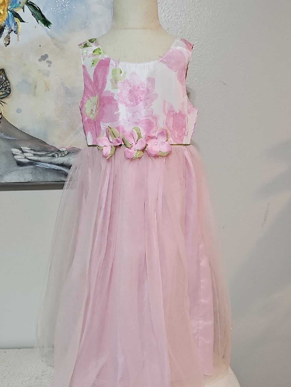3 for $20 🌸 Zoey Girl's Pink Floral Tulle Party Dress Sz 6